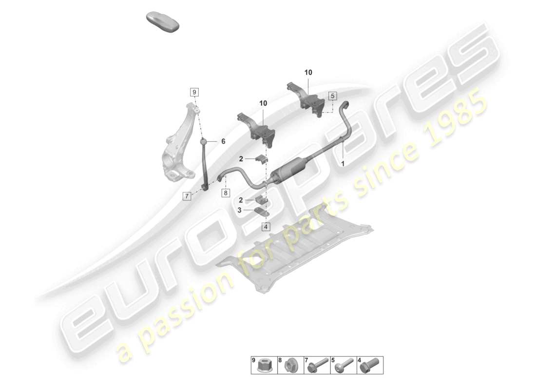 porsche 2020 (taycan 9j1-1) barra antirollio per veicoli con stabilizzazione elettronica del rollio schema dei componenti