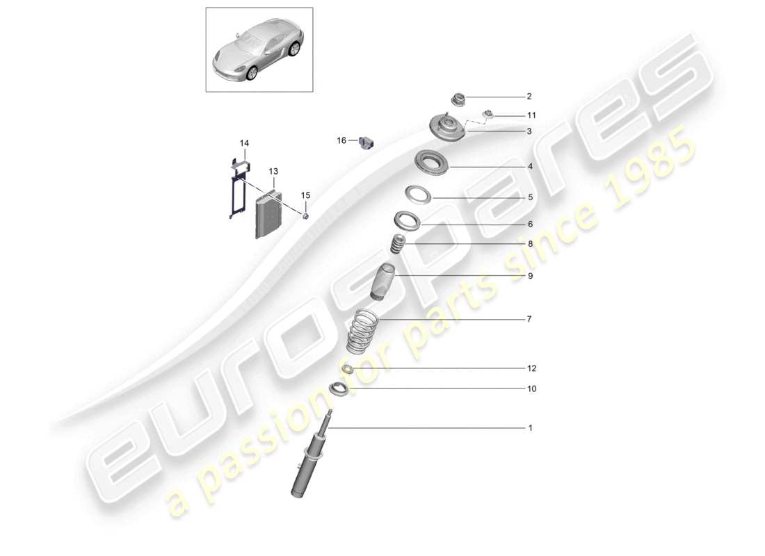 porsche 2023 (718 cayman) sospensione ammortizzatori diagramma delle parti