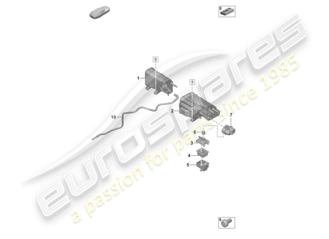 porsche 2021 (992-1 gt3/rs/st) contenitore per carbone attivo diagramma delle parti