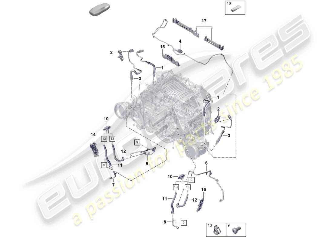 porsche 2022 (992-1 gt3/rs/st) convertitore catalitico filtro antiparticolato per benzina fissaggi e sensori schema delle parti