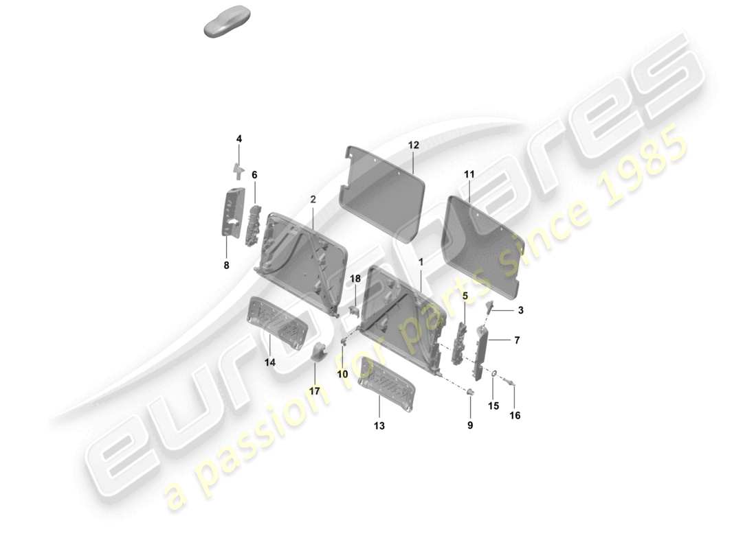 porsche 2022 (992-1 turbo / s) schema delle parti telaio schienale