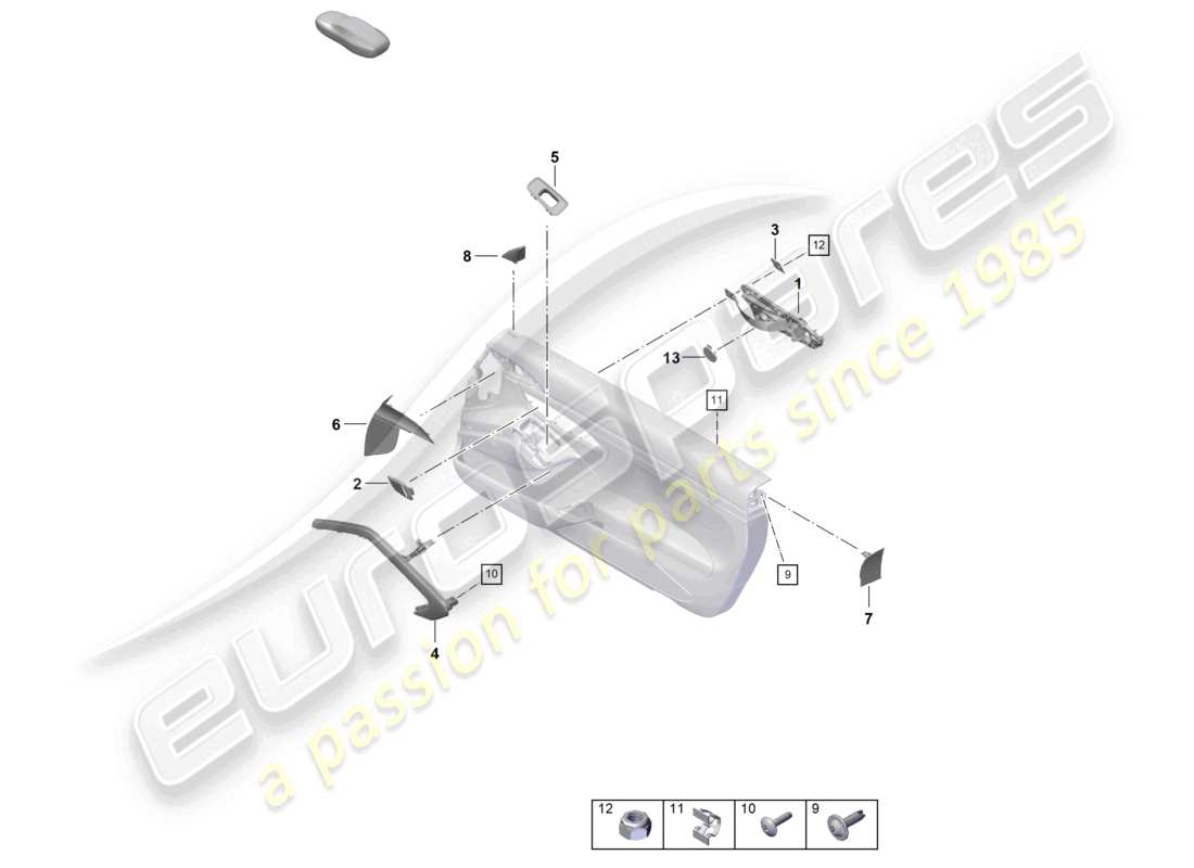 porsche 2021 (718 cayman gt4) pannello porta accessori diagramma delle parti