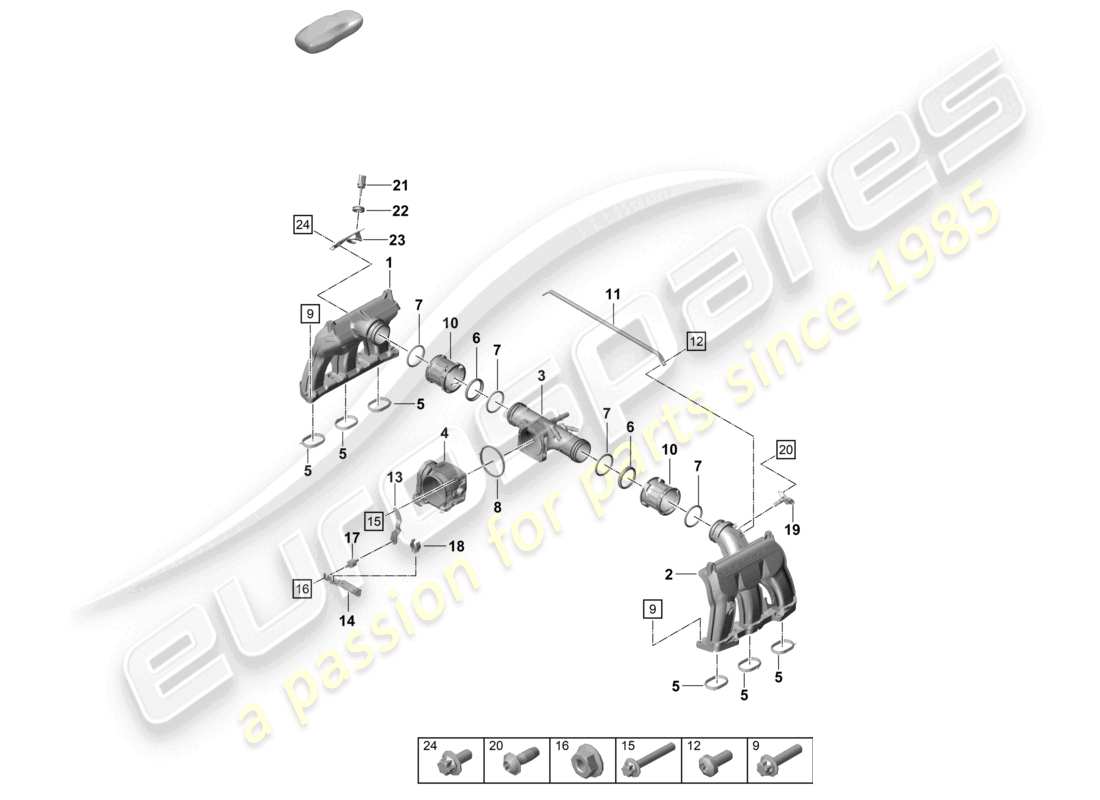 porsche 2023 (992-1 turbo / s) distributore aria di aspirazione valvola a farfalla diagramma delle parti