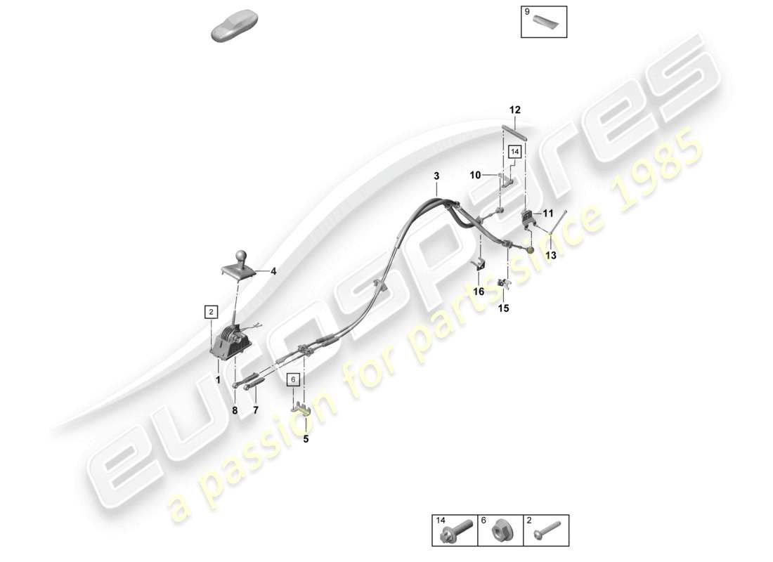 porsche 2021 (718 cayman gt4) meccanismo di selezione cambio manuale schema delle parti