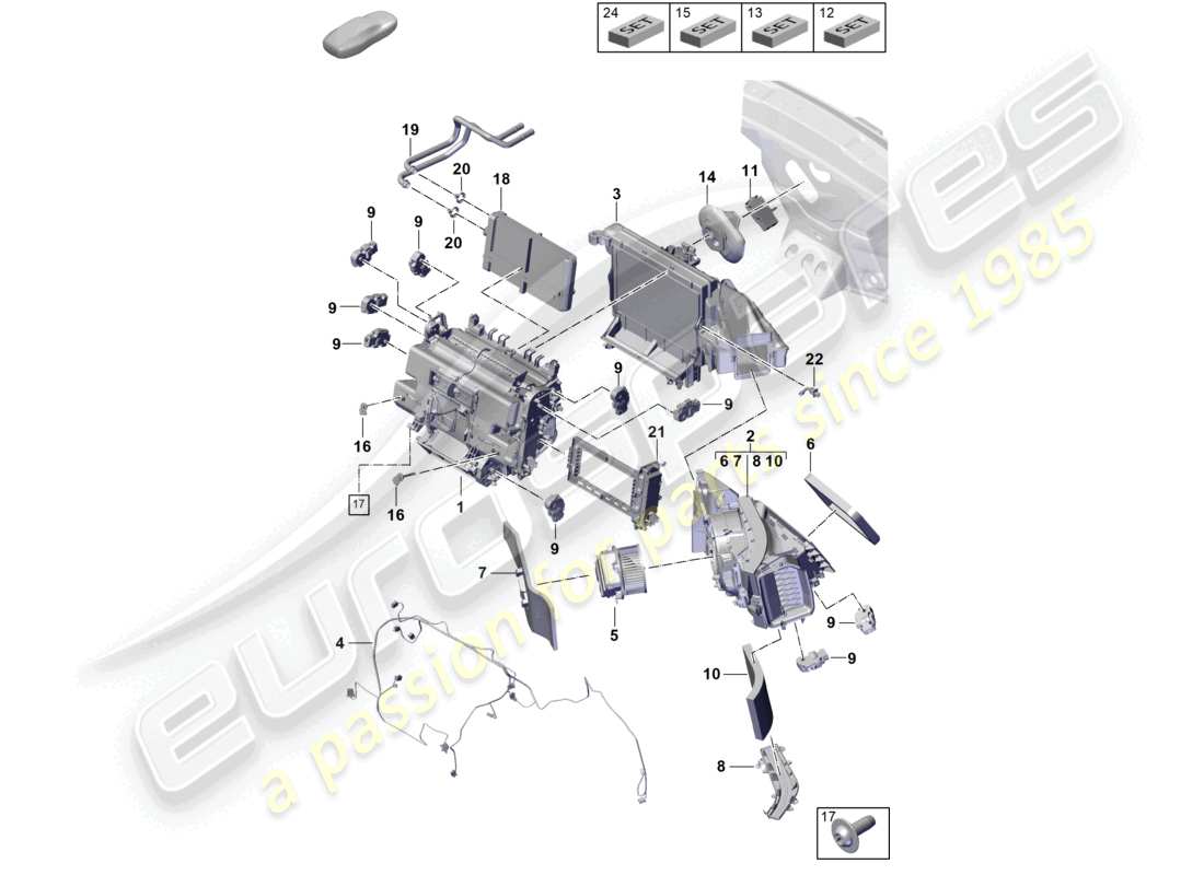 porsche 2024 (cayenne e3 pa) sistema di aria condizionata/riscaldamento diagramma delle parti