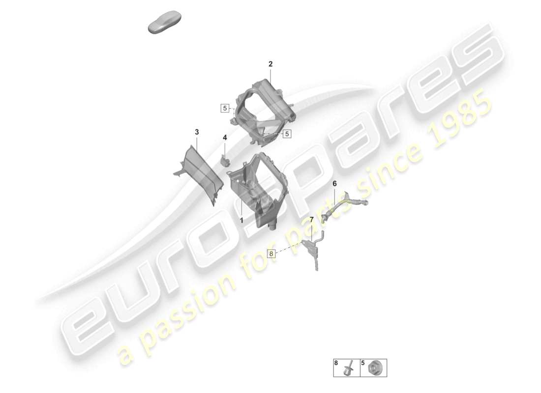 porsche 2025 (taycan 9j1-2) riscaldamento, sistema di aria condizionata scatola dell'acqua di aspirazione dell'aria fresca diagramma delle parti