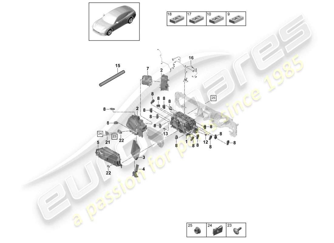 porsche 2021 (panamera 971-1) aria condizionata diagramma delle parti