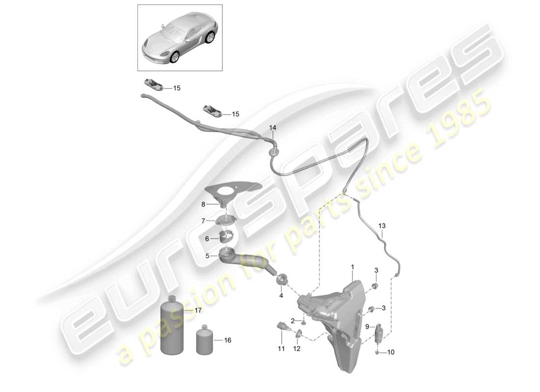 porsche 2024 (718 cayman) schema delle parti rondella lavavetri