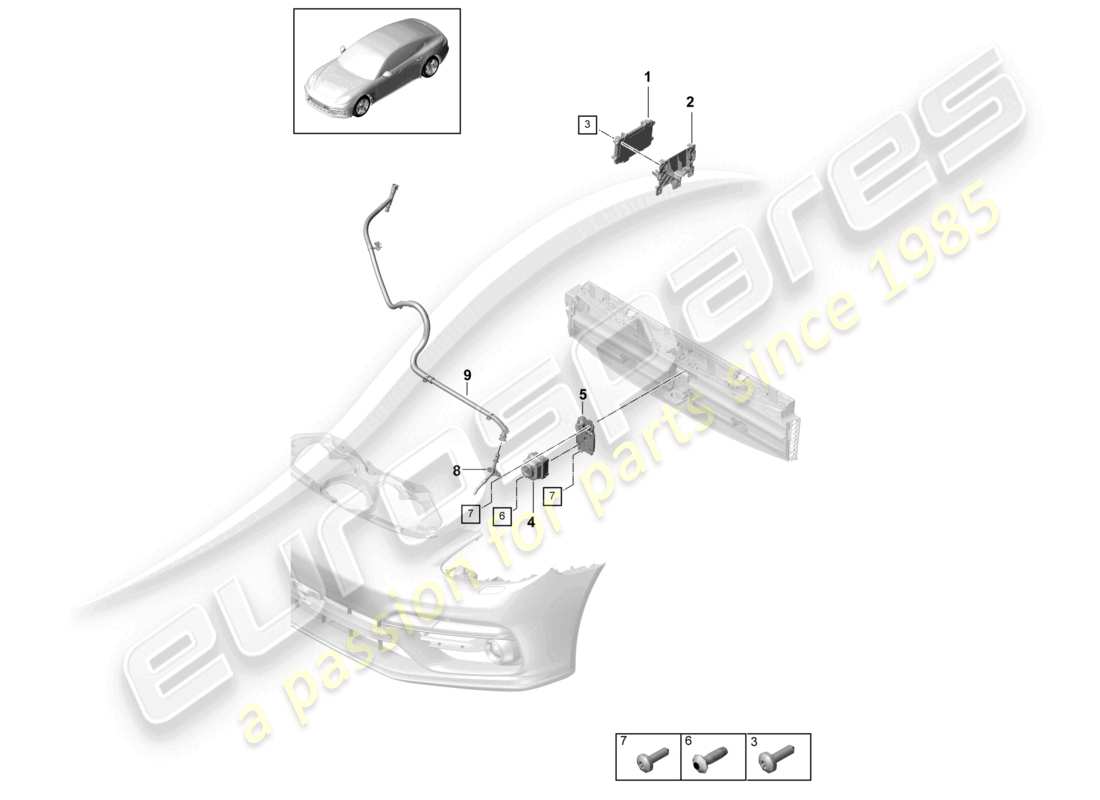 porsche 2021 (panamera 971-1) singole parti per veicoli con sistema di visione notturna schema delle parti