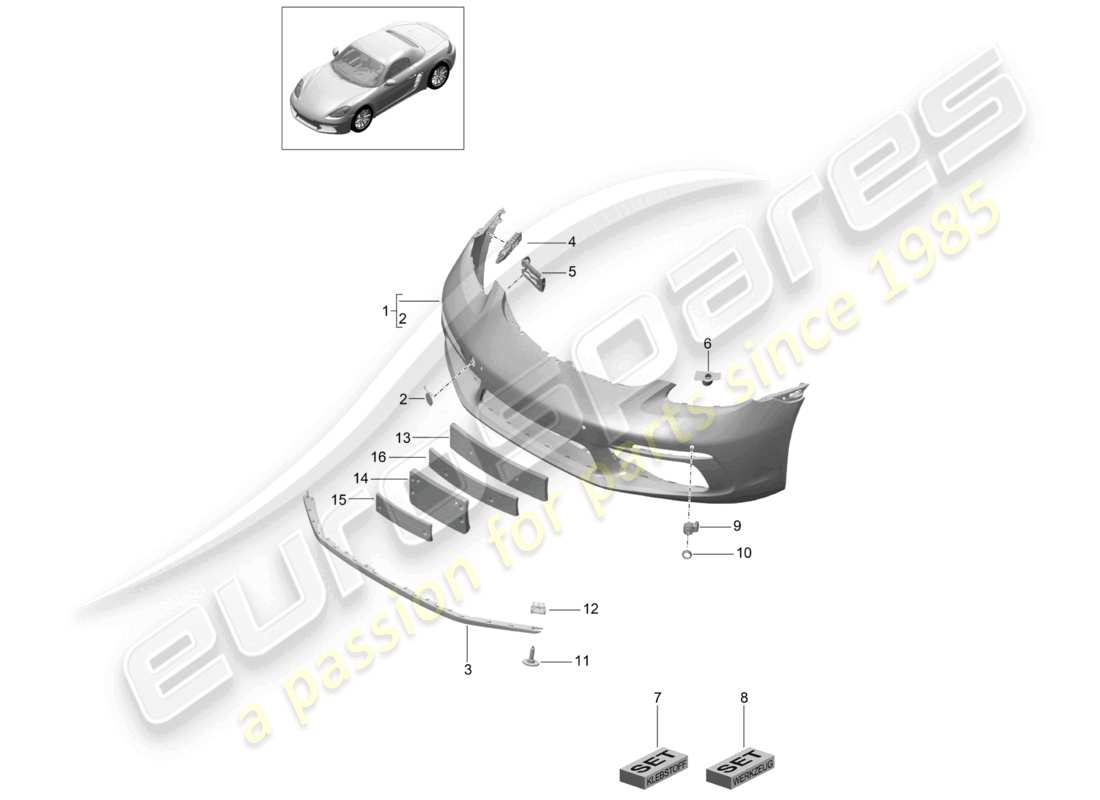 porsche 2026 (718 boxster) schema delle parti paraurti anteriore
