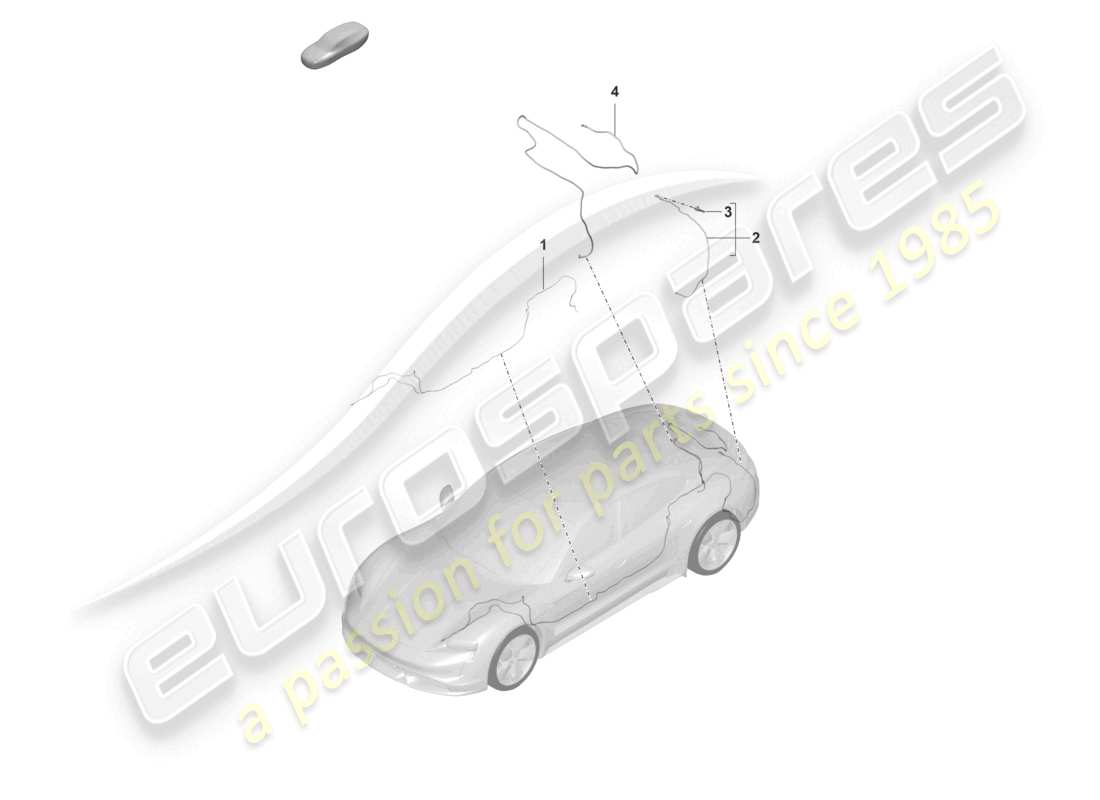 porsche 2020 (taycan 9j1-1) tubo/tubo flessibile telecamera per la retromarcia tergicristallo posteriore schema delle parti