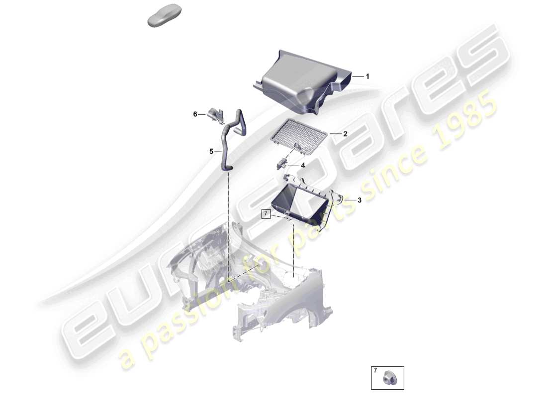 porsche 2023 (cayenne e3 pa) aria condizionata rhd presa d'aria fredda scatola di accoppiamento raffreddamento schema delle parti