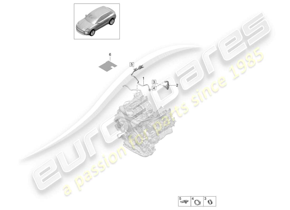 porsche 2021 (macan) schema delle parti del serbatoio del carburante e della linea di sfiato