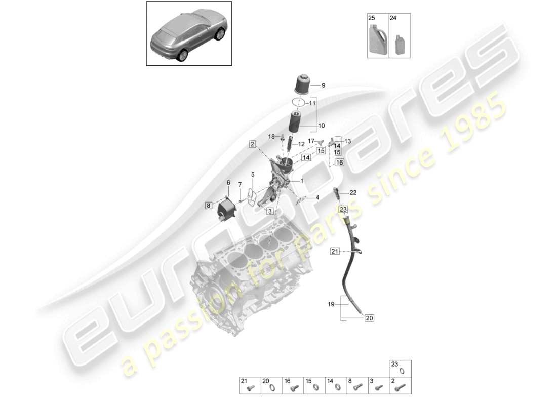 porsche 2021 (macan) filtro dell'olio console radiatore dell'olio diagramma delle parti