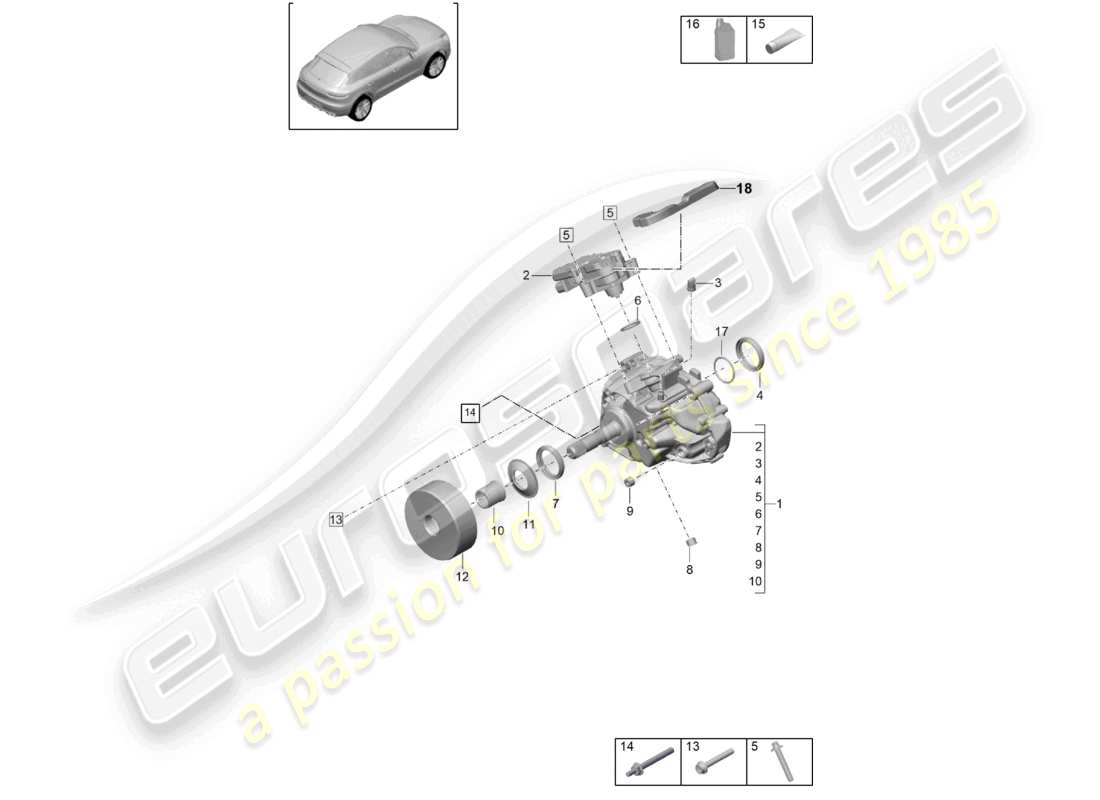 porsche 2021 (macan) scatola di trasferimento diagramma delle parti
