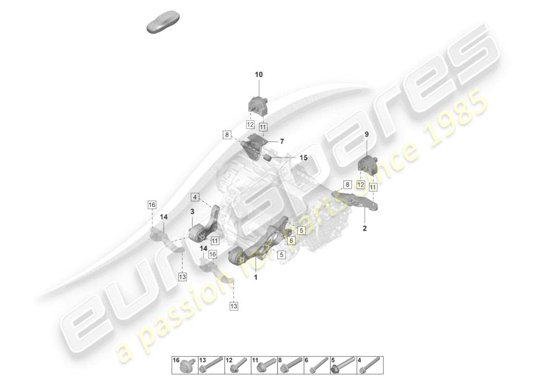 porsche 2022 (taycan 9j1-1) attrezzatura di sollevamento motore assale posteriore diagramma delle parti