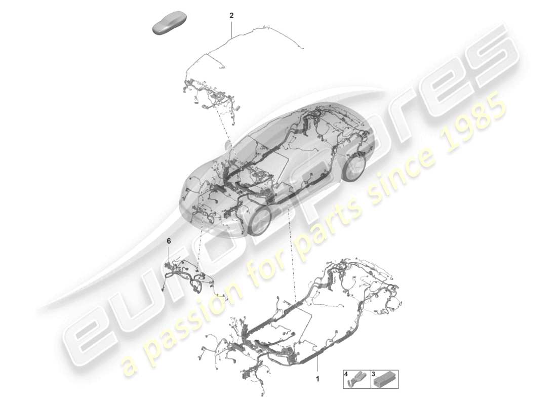 porsche 2023 (taycan 9j1-1) set di cavi cruscotto abitacolo diagramma delle parti