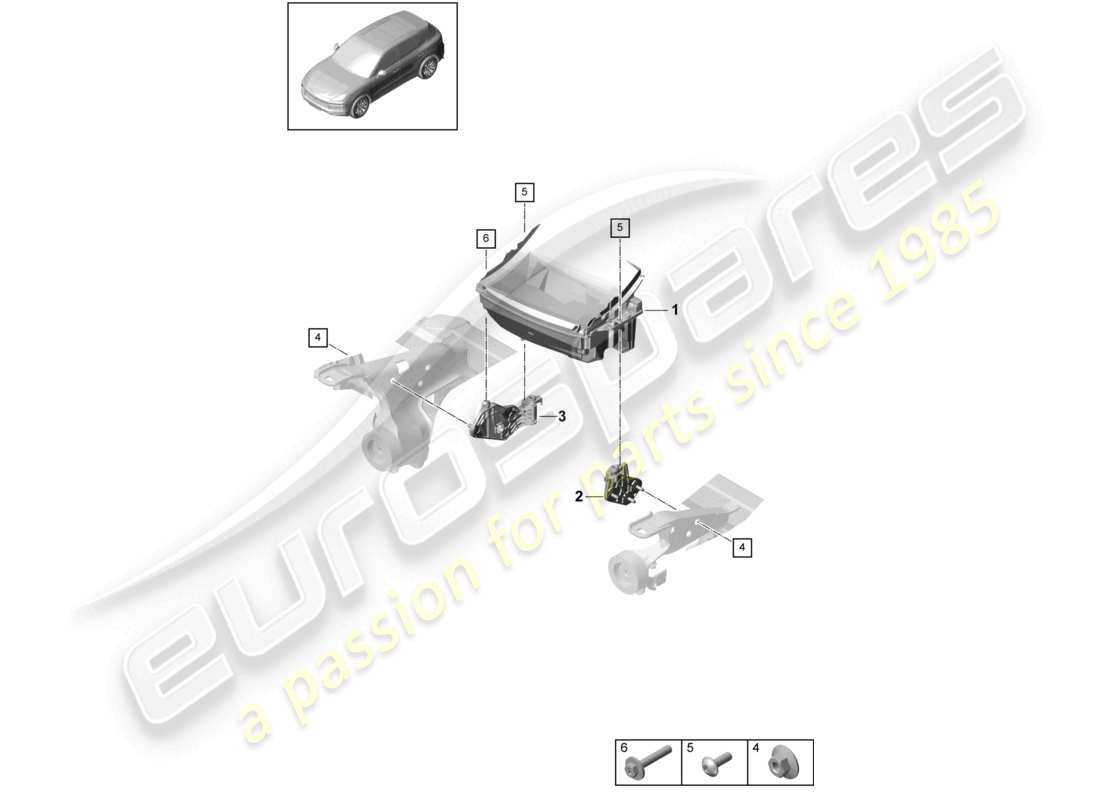 porsche 2023 (cayenne e3 9ya/9yb) schema delle parti del display head-up