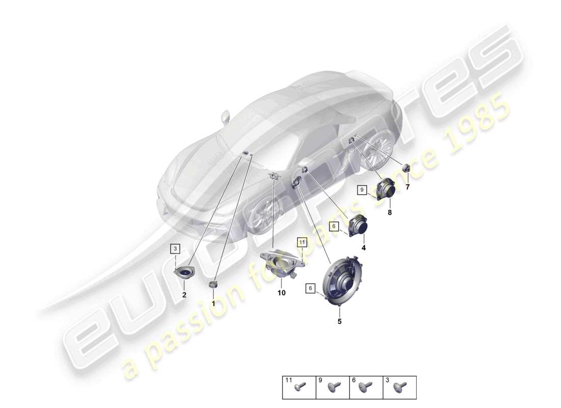 porsche 2025 (718 boxster spyder) altoparlante schema delle parti