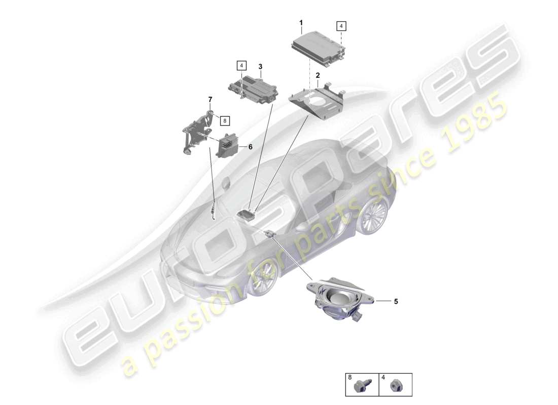 porsche 2026 (718 boxster spyder) diagramma delle parti degli amplificatori