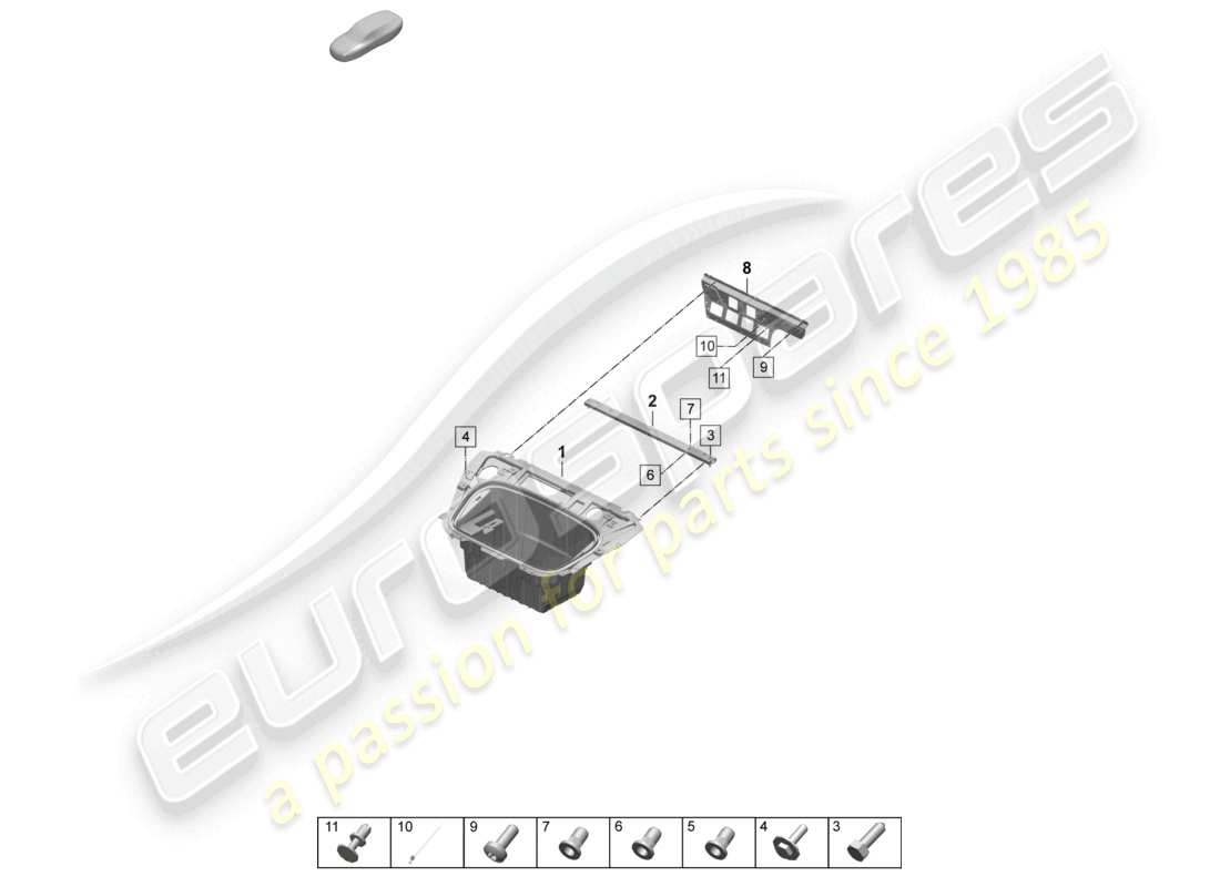 porsche 2025 (taycan 9j1-2) parte anteriore rivestimento vano bagagli accessori schema delle parti