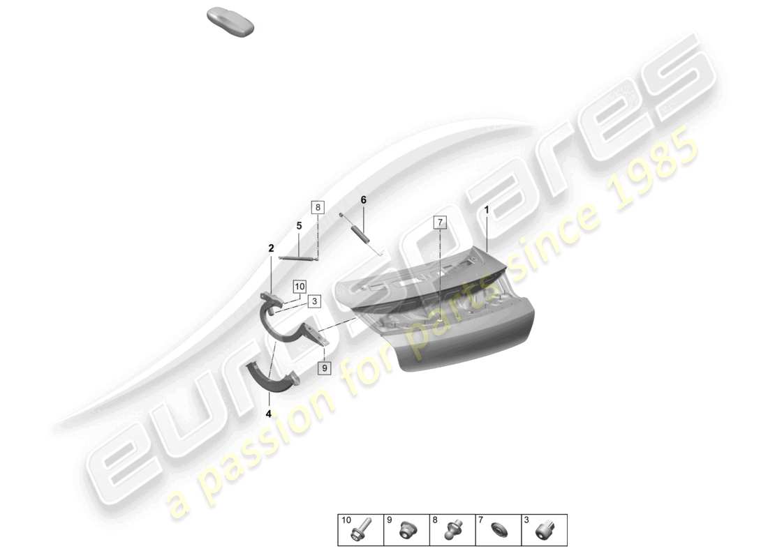 porsche 2025 (taycan 9j1-2) coperchio posteriore diagramma delle parti