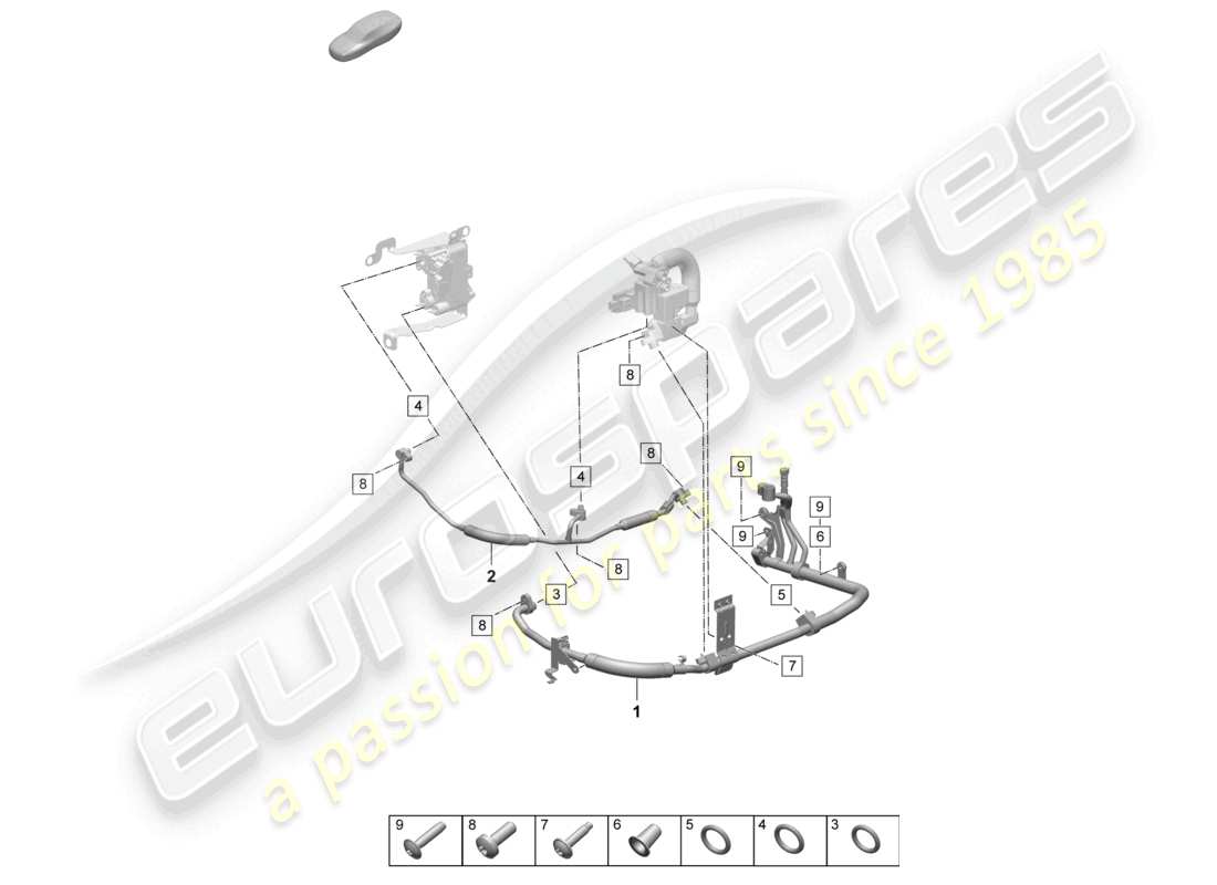 porsche 2025 (taycan 9j1-2) scambiatore di calore dell'aria condizionata diagramma delle parti