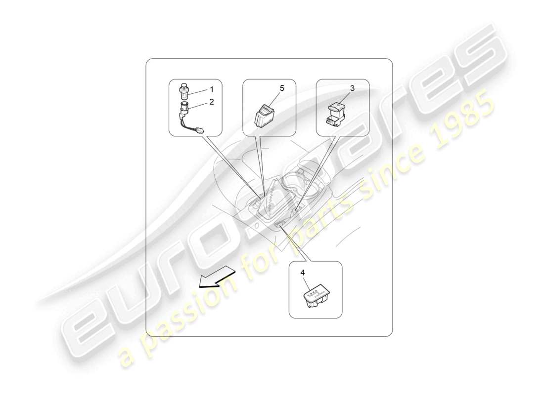 maserati grancabrio mc (2013) dispositivi della console centrale diagramma delle parti