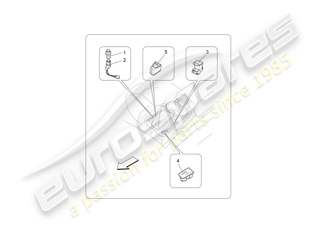 maserati grancabrio mc (2013) diagramma delle parti dei dispositivi della console centrale