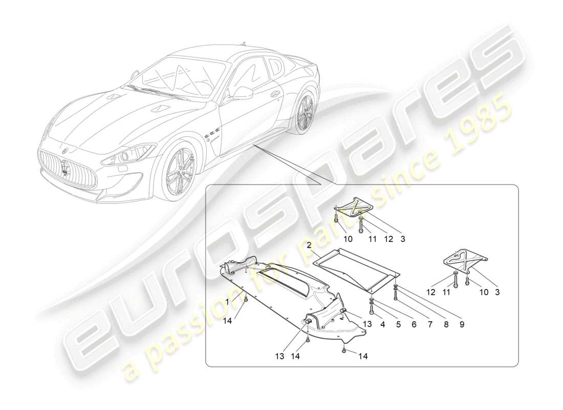 maserati granturismo mc stradale (2012) protezioni sottoscocca e pianale diagramma delle parti