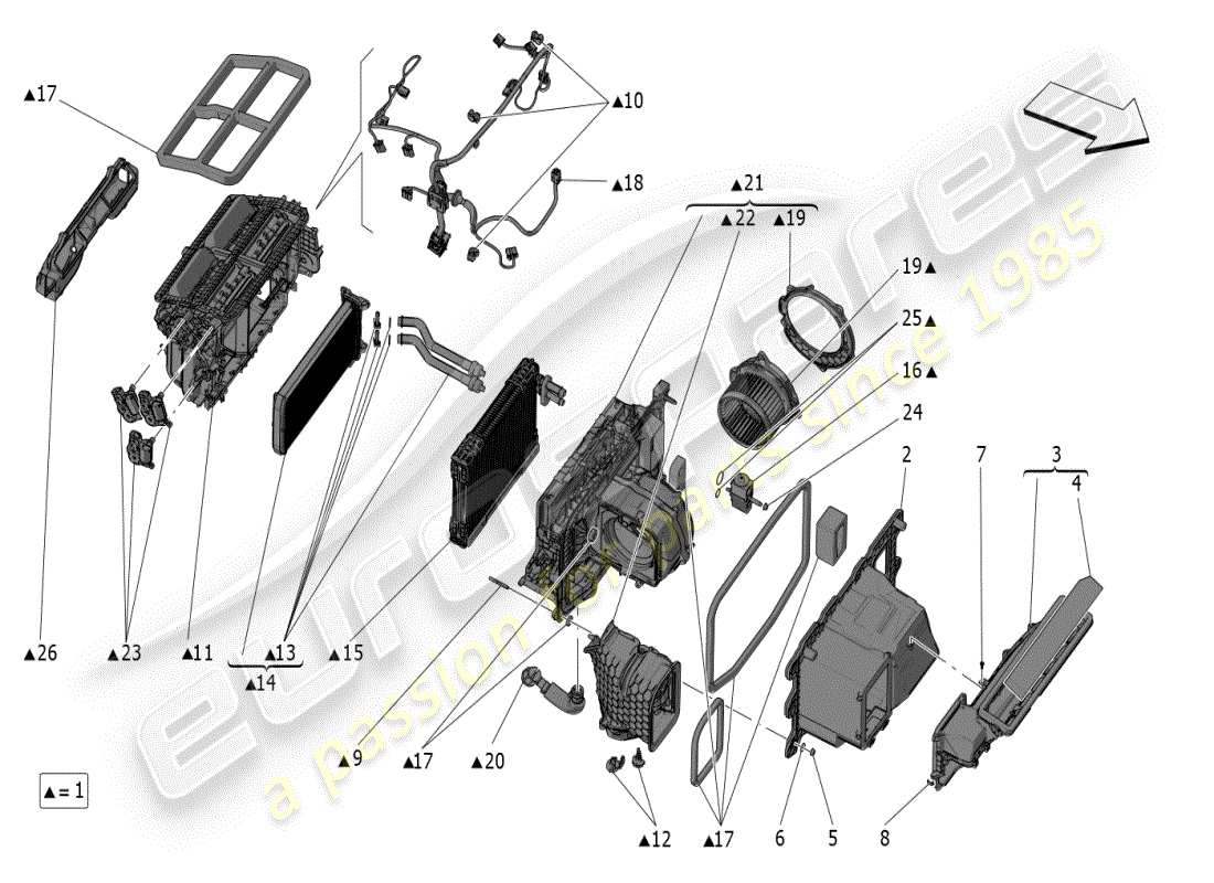 maserati mc20 (2024) unità a/c: dispositivi di cruscotto diagramma delle parti