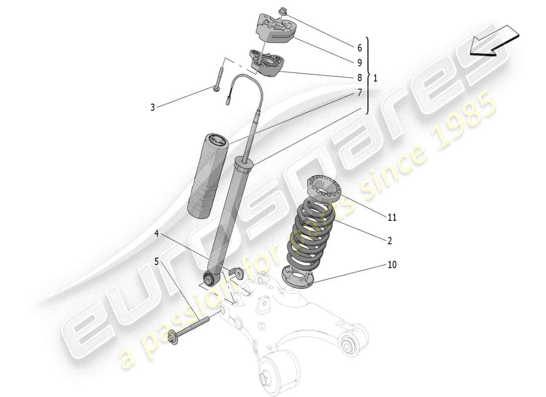 maserati grecale modena (2023) schema delle parti dei dispositivi ammortizzatore posteriore