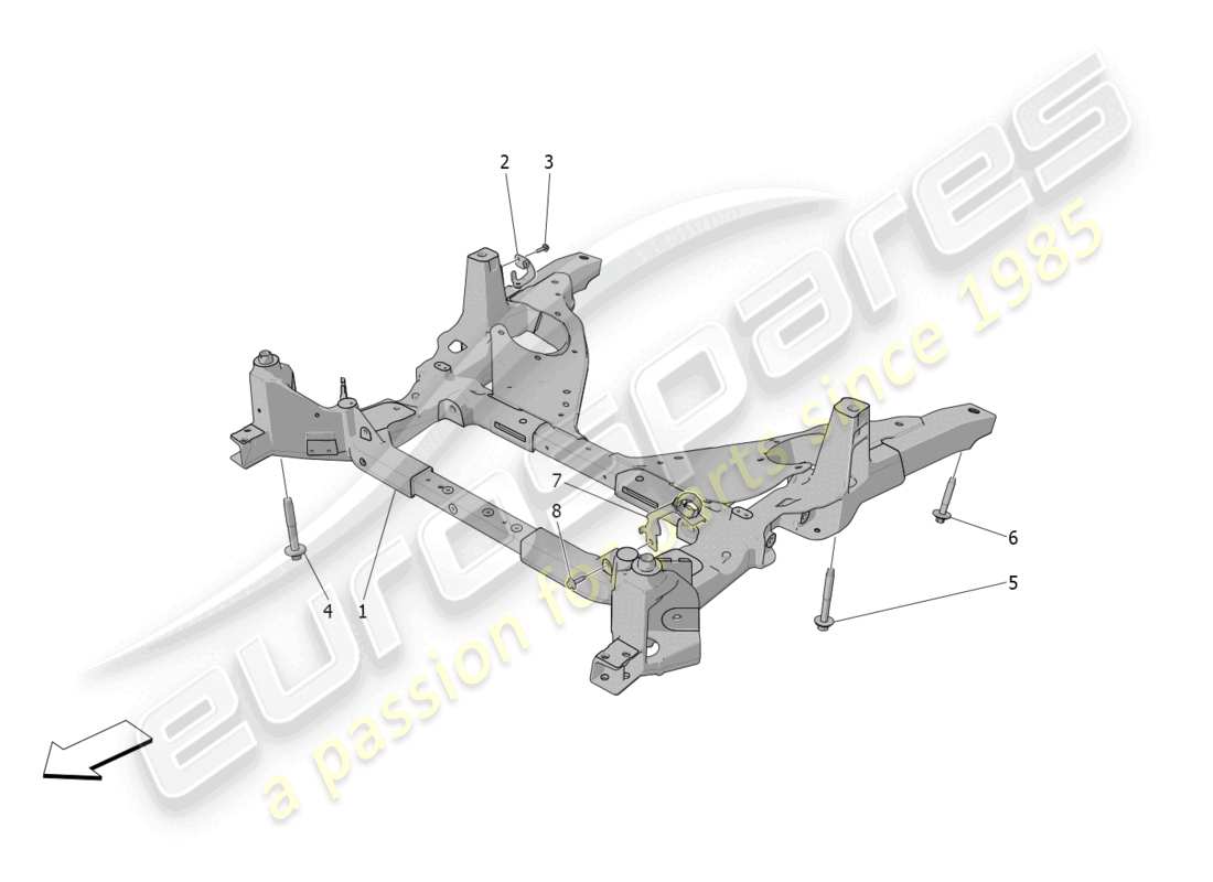 maserati grecale trofeo (2023) sottotelaio anteriore diagramma delle parti