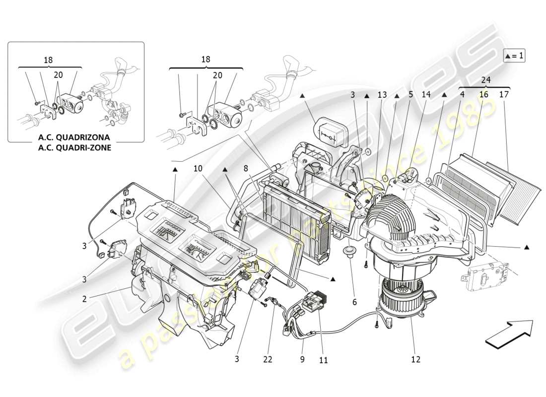 maserati quattroporte (2018) unità a/c: dispositivi di plancia schema particolare
