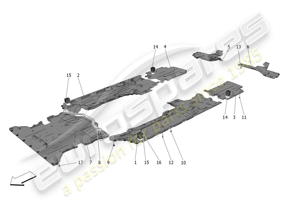 maserati grecale trofeo (2023) protezioni sottoscocca e pianale diagramma delle parti