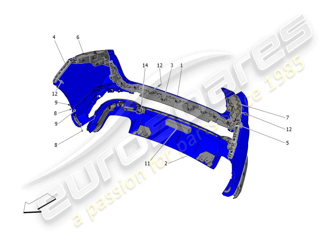 maserati grecale trofeo (2023) paraurti posteriore diagramma delle parti