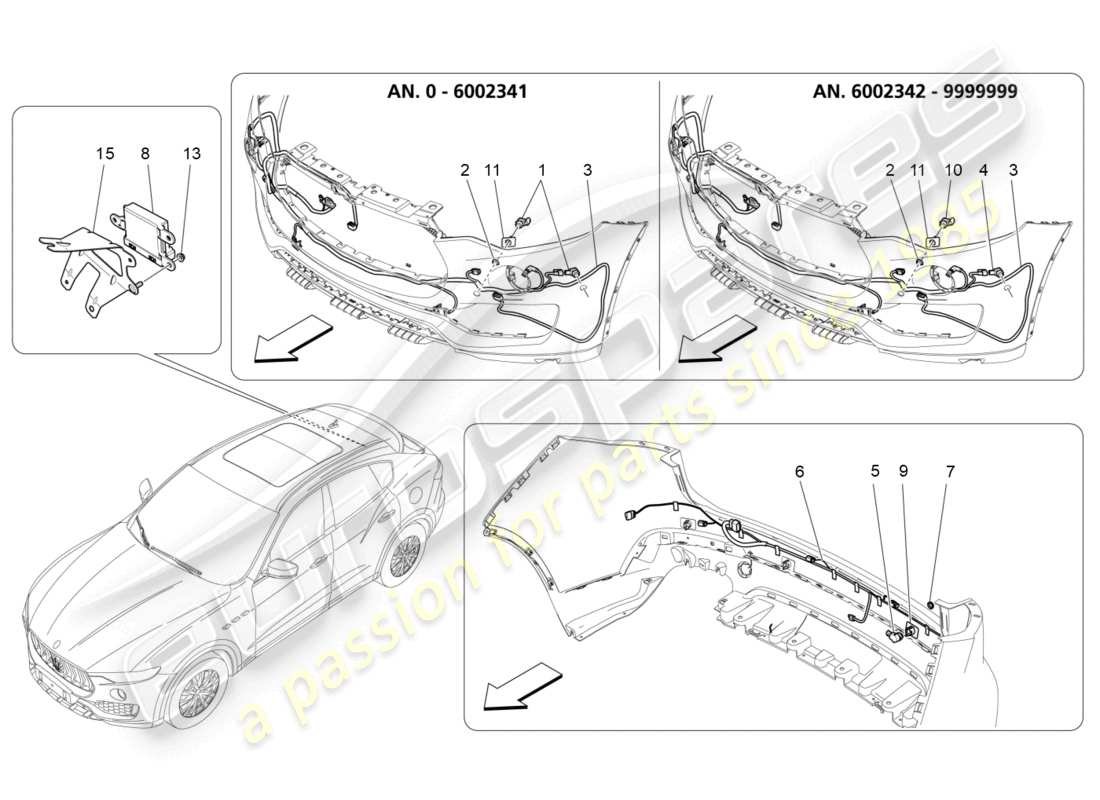 maserati levante modena (2022) sensori di parcheggio diagramma delle parti