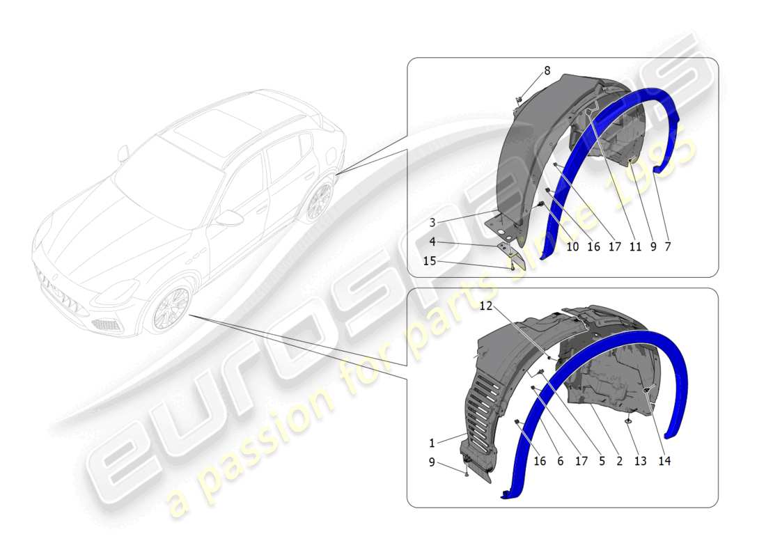 maserati grecale trofeo (2023) timoneria e coperchi diagramma delle parti