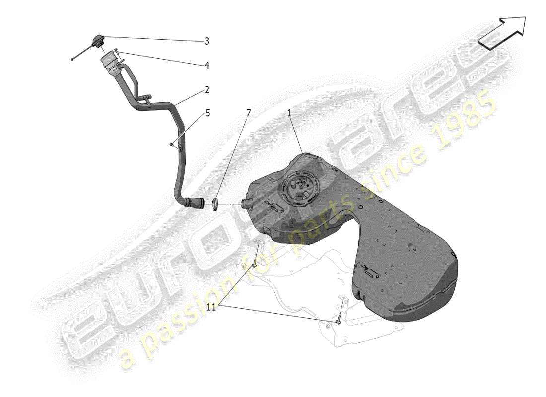 maserati grecale modena (2023) serbatoio di carburante diagramma delle parti