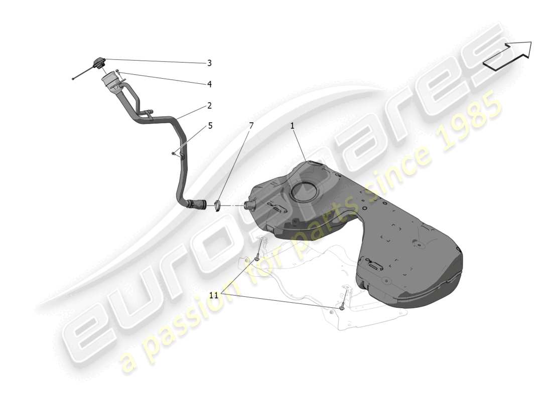 maserati grecale trofeo (2023) serbatoio di carburante diagramma delle parti