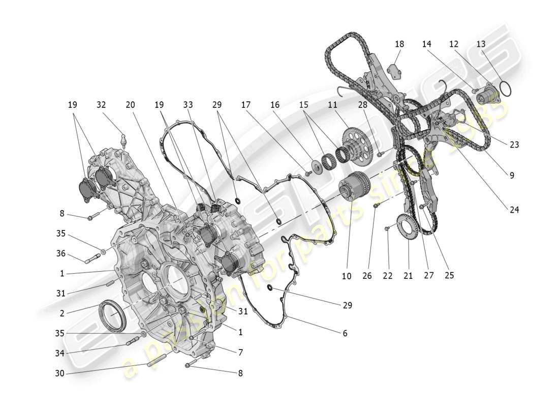 maserati grecale trofeo (2023) diagramma delle parti di temporizzazione