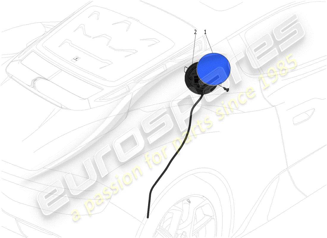 maserati mc20 (2024) sportello e comandi serbatoio carburante diagramma delle parti