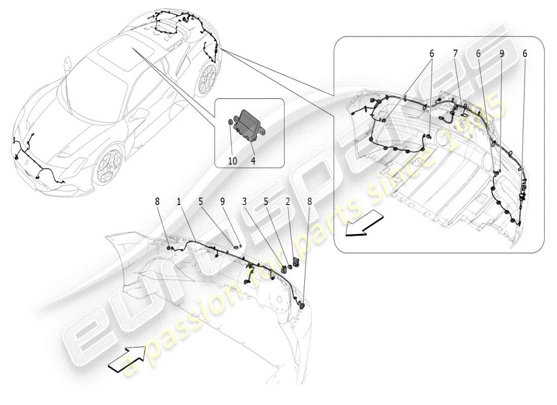 maserati mc20 (2024) sensori di parcheggio diagramma delle parti