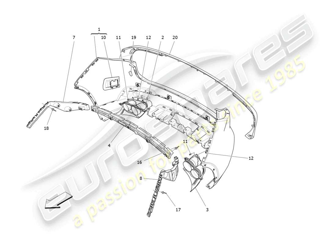 maserati levante trofeo (2020) paraurti posteriore diagramma delle parti