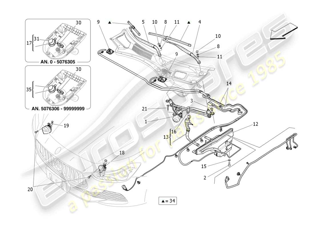 maserati ghibli (2018) diagramma delle parti dei dispositivi esterni del veicolo