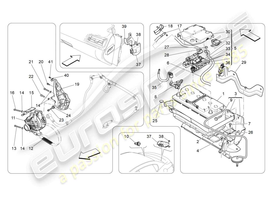 maserati ghibli (2016) diagramma delle parti di generazione e accumulo di energia