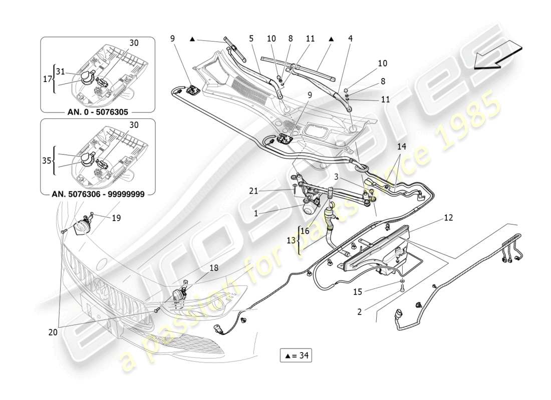 maserati ghibli (2018) diagramma delle parti dei dispositivi esterni del veicolo