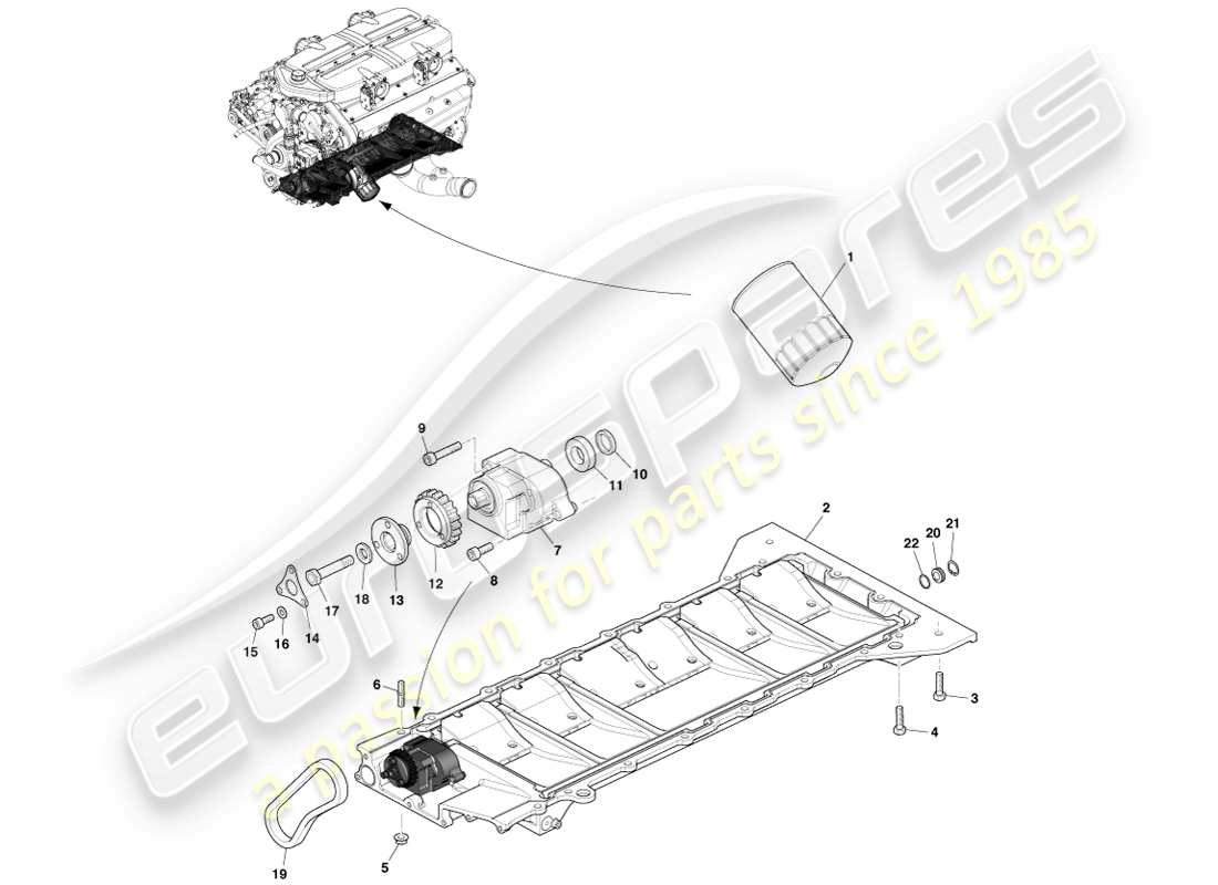 aston martin one-77 (2011) lubrificazione del motore diagramma delle parti