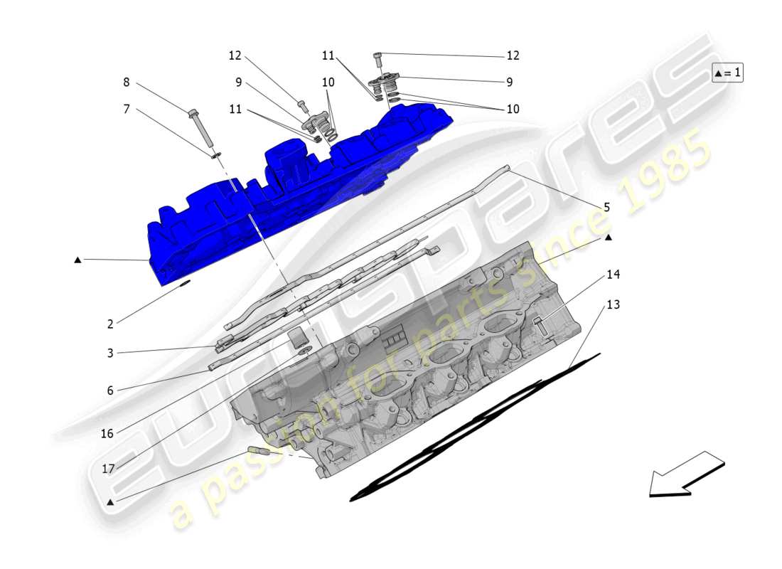 maserati grecale trofeo (2023) testata destra diagramma delle parti