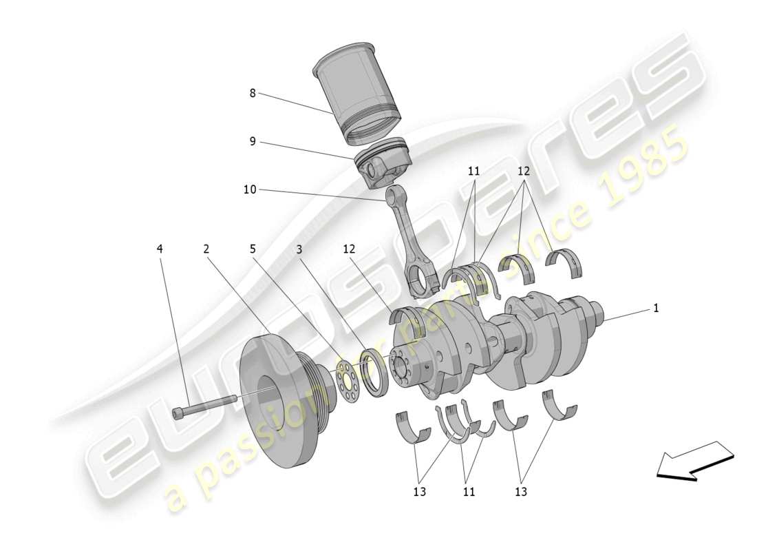 maserati grecale trofeo (2023) meccanismo a manovella diagramma delle parti